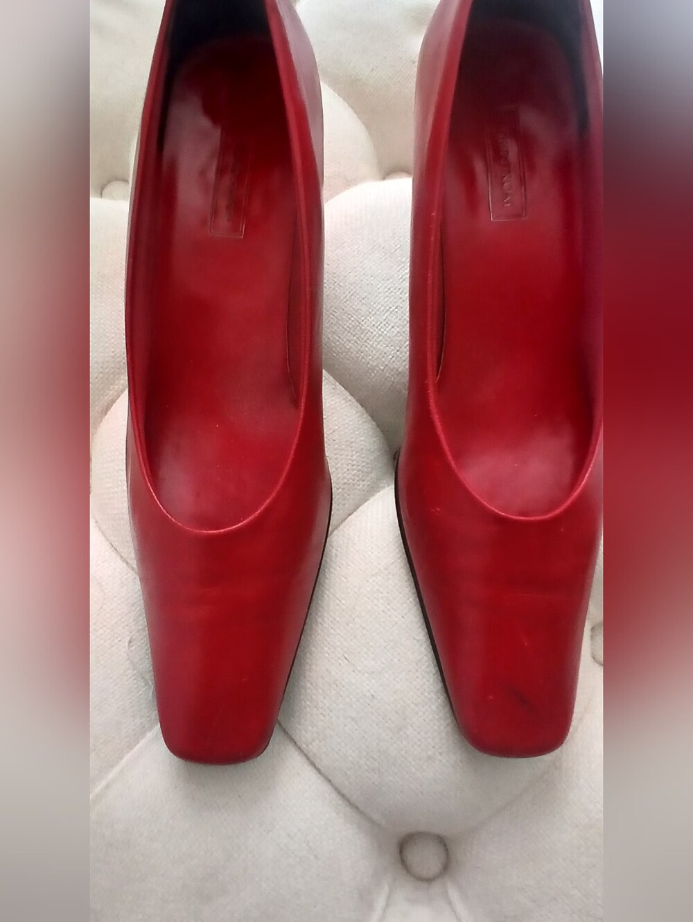 Vintage Nordstrom Red Leather Square-Toe Pumps Sz 9